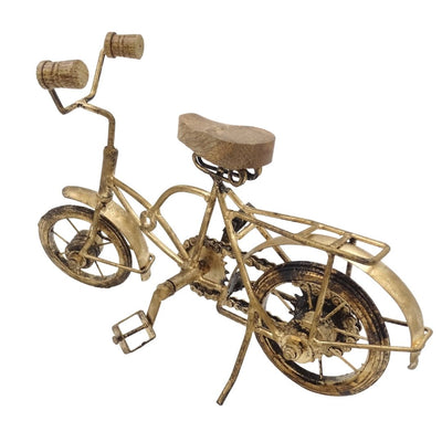 Figur eines alten Fahrrads mit Gravur – Metall-Holz-Dekoration, Maße 30 x 20 x 10 cm