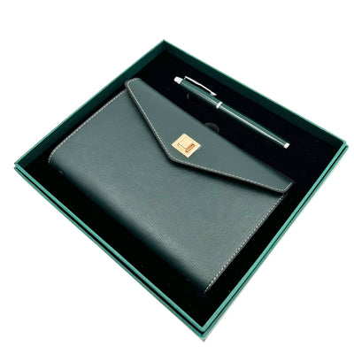 Elegantes Geschenkset mit personalisierter Gravur – Leder-Notizbuch A6 mit hochwertigem Kugelschreiber in luxuriöser Geschenkbox  