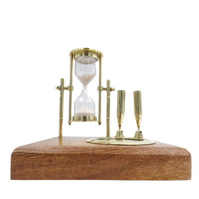 Retro-Schreibtisch-Set mit Sanduhr und Kompass