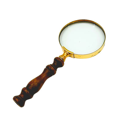 Retro-Lupe aus Messing mit Holzgriff - Vergrößerungsglas 18 cm mit Personalisierung durch Gravur