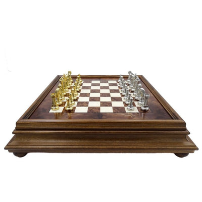 Exklusive Schachfiguren Italfama aus vergoldetem Metall 53x53 cm mit personalisierbarer Gravur