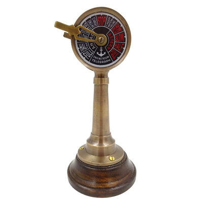 Schiffstelegraf TG4 mit Gravur – personalisiertes Geschenk aus Messing und Holz, Höhe 16,5 cm, Farben Gold und Braun