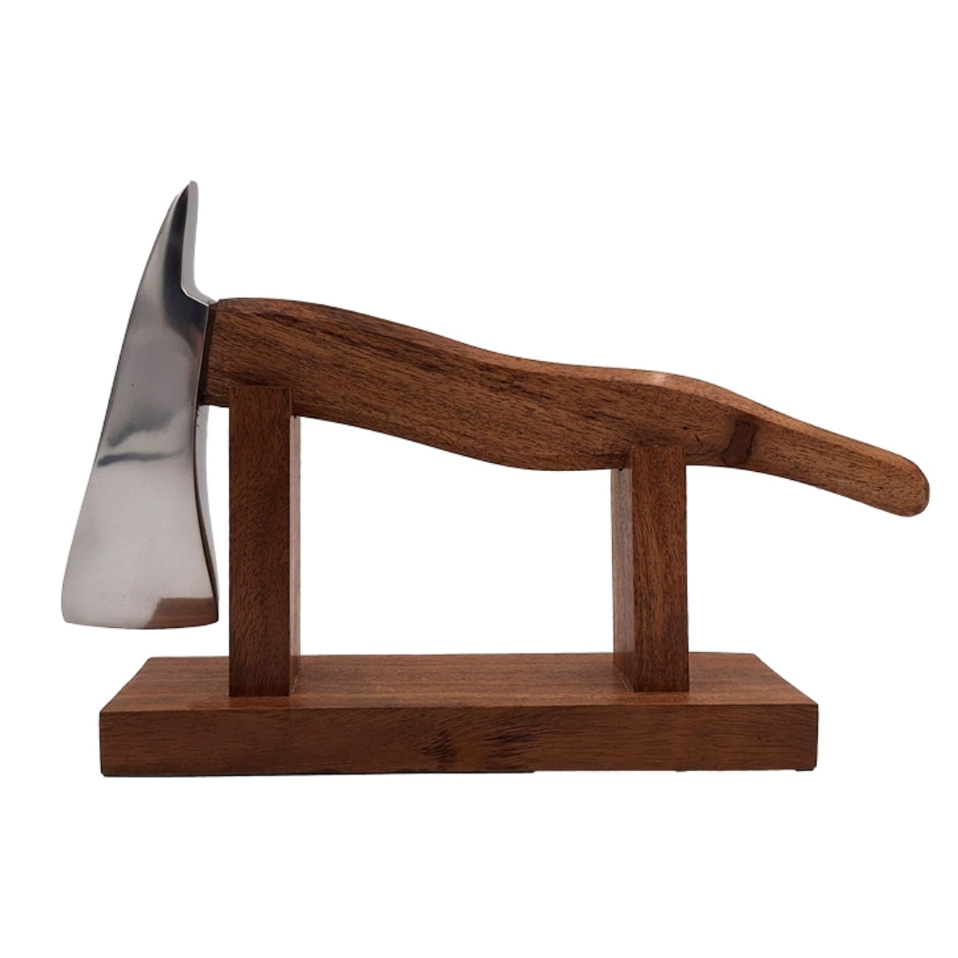 Feuerwehrbeil mit Gravur - Geschenk aus Metall und Holz für Feuerwehrleute, Höhe 17,5 cm, silber-braun, personalisiertes Präsent für jeden Anlass