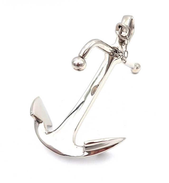 Metallanker, 20 cm, silberfarben, mit Gravurmöglichkeit – ideales Geschenk für Meer- und Segelliebhaber – stilvolle maritime Innendekoration