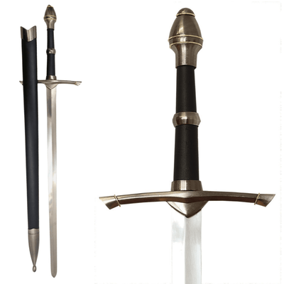 Stahlschwert eines Ritters in Scheide, 105 cm – elegante Replik aus Edelstahl mit Gravurmöglichkeit
