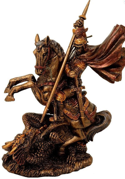 Figur Heiliger Georg aus Polyresin, 13 cm, mit Gravur-Personalisierung, ideales Geschenk für verschiedene Anlässe