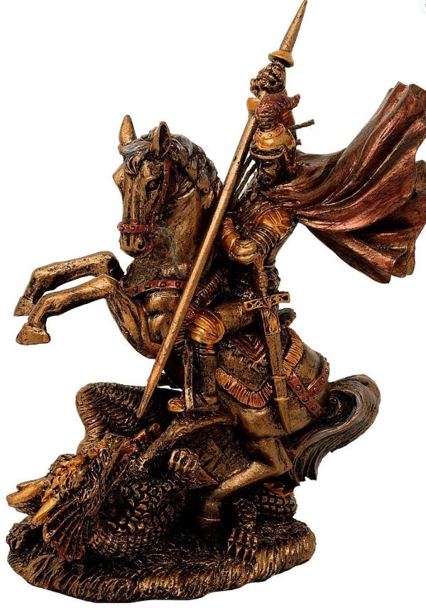 Figur Heiliger Georg aus Polyresin, 13 cm, mit Gravur-Personalisierung, ideales Geschenk für verschiedene Anlässe