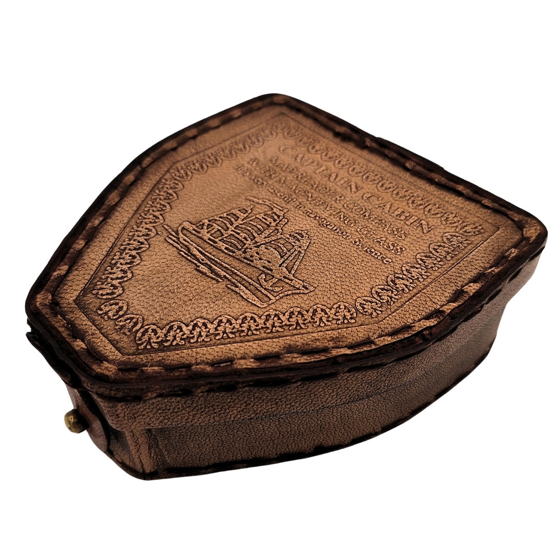 Wanderer-Kompass mit personalisierter Gravur in Lederetui – Messing-Retro-Gadget als Geschenk, 9,25 cm mit inspirierendem Schriftzug
