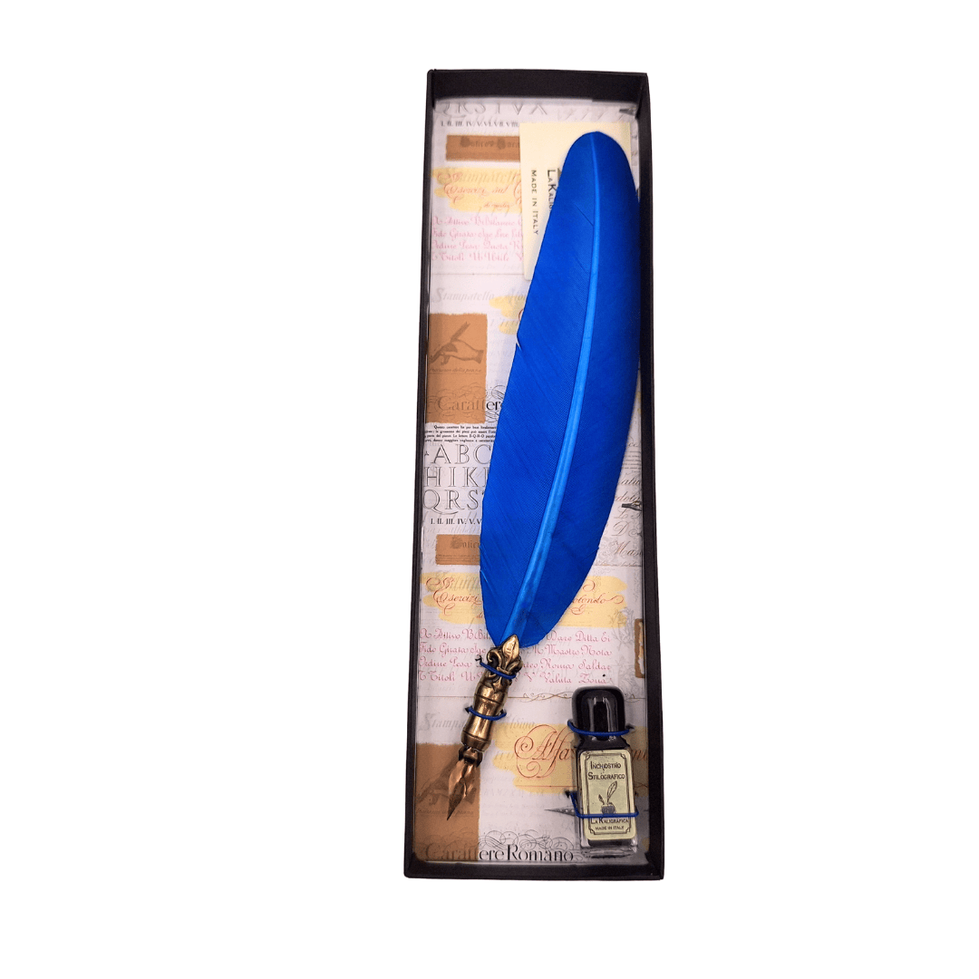 Kalligrafie-Set mit blauem Federhalter und personalisierbarer Gravur  
