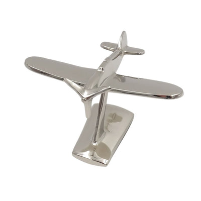 Modell eines einmotorigen Flugzeugs N-0896 aus Aluminium in Silber, 17x14x11 cm