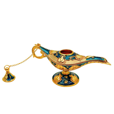 Aladin-Lampe aus Metall, blau-goldfarben, 12 cm, mit Gravur-Personalisierung