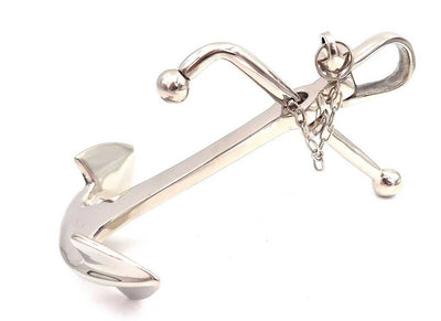 Metallanker, 20 cm, silberfarben, mit Gravurmöglichkeit – ideales Geschenk für Meer- und Segelliebhaber – stilvolle maritime Innendekoration