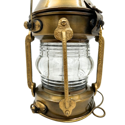 Retro-Seglerlampe aus Metall 34 cm mit der Möglichkeit der Personalisierung durch Gravur in gealtertem Messingfarbton