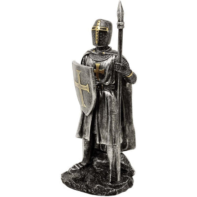 Figur Ritter mit Speer 20 cm mit personalisierbarer Gravur – handbemalte Polyresin-Dekoration als Geschenk für Geschichts- und Militärliebhaber
