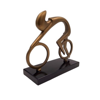Radfahrerfigur Radfahrer VB26/9 mit Gravur – elegantes Geschenk für Radfahrer, Höhe 18 cm, Messing und Schwarz, minimalistische Innendekoration