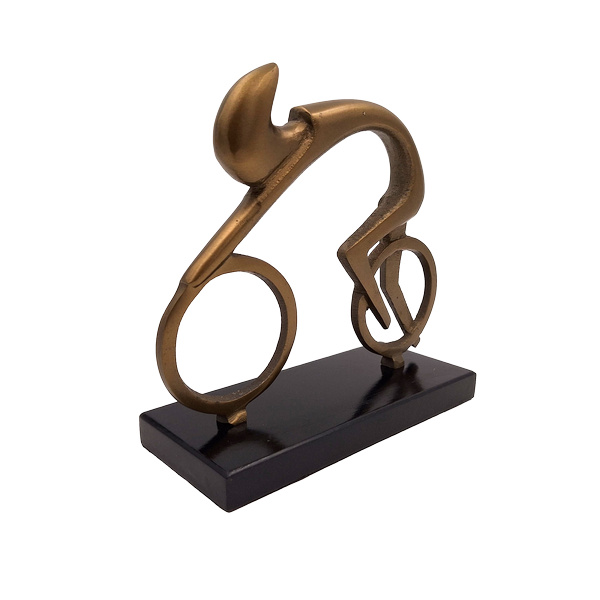 Radfahrerfigur Radfahrer VB26/9 mit Gravur – elegantes Geschenk für Radfahrer, Höhe 18 cm, Messing und Schwarz, minimalistische Innendekoration