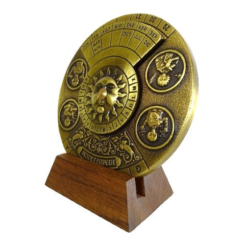 Renaissance-Ewiger Kalender mit Gravur – personalisiertes Geschenk für die Jahre 1600-2799, elegante Bürodekoration, Durchmesser 9 cm, Renaissance-Stil