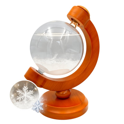 Fitzroya-Sturmbarometer Globus mit Gravurmöglichkeit - Elegante Schreibtischdekoration aus Glas und Holz, Höhe 18,5 cm