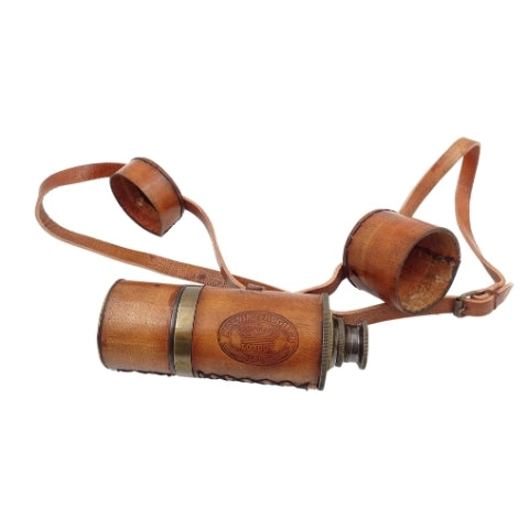Retro-Messingfernrohr mit Lederband NC1596 mit personalisierbarer Gravur