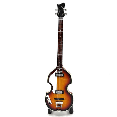 Mini-Bassgitarre im Stil von Paul McCartney, MGT-2028, Mahagoni, personalisierbare Gravur, ideal als Geschenk, Höhe 27,5 cm