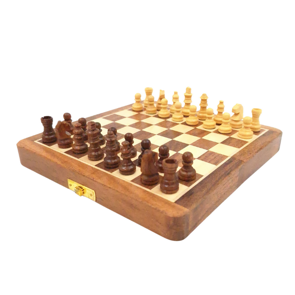Magnetisches Holzschach 17x17 cm mit personalisierter Gravur