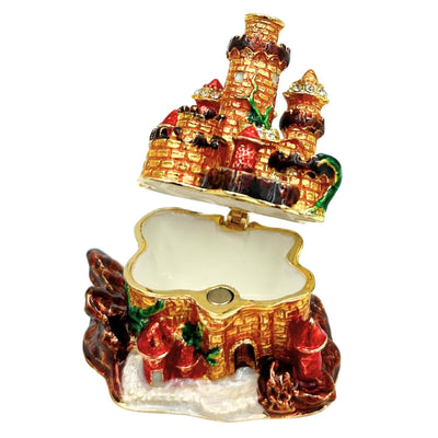 Schmuckschatulle verziert mit Kristallen in Schlossform mit Personalisierung und Gravur