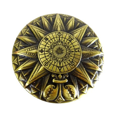 Messing-Renaissance-Sonnenkompass mit Gravur – elegantes Vintage-Geschenk, Höhe 4,5 cm, Durchmesser 8,5 cm