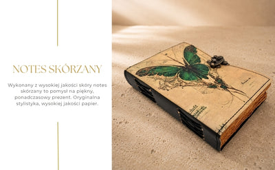 Retro-Ledernotizbuch Schmetterling mit Gravur