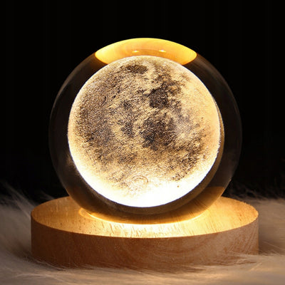 Glaskugel 3D Mond mit Gravur