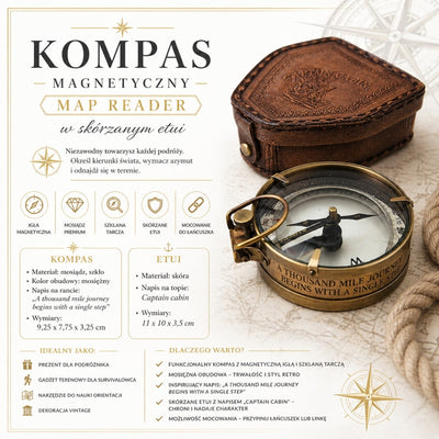 Wanderer-Kompass mit personalisierter Gravur in Lederetui – Messing-Retro-Gadget als Geschenk, 9,25 cm mit inspirierendem Schriftzug