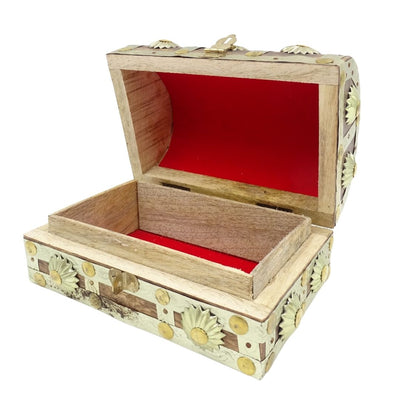 Holzschatulle für Kleinigkeiten SE14 mit Gravurpersonalisierung, braun und gold, ideales Geschenk – 16x9,5x10 cm