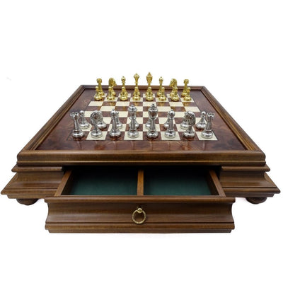 Exklusive Schachfiguren Italfama aus vergoldetem Metall 53x53 cm mit personalisierbarer Gravur