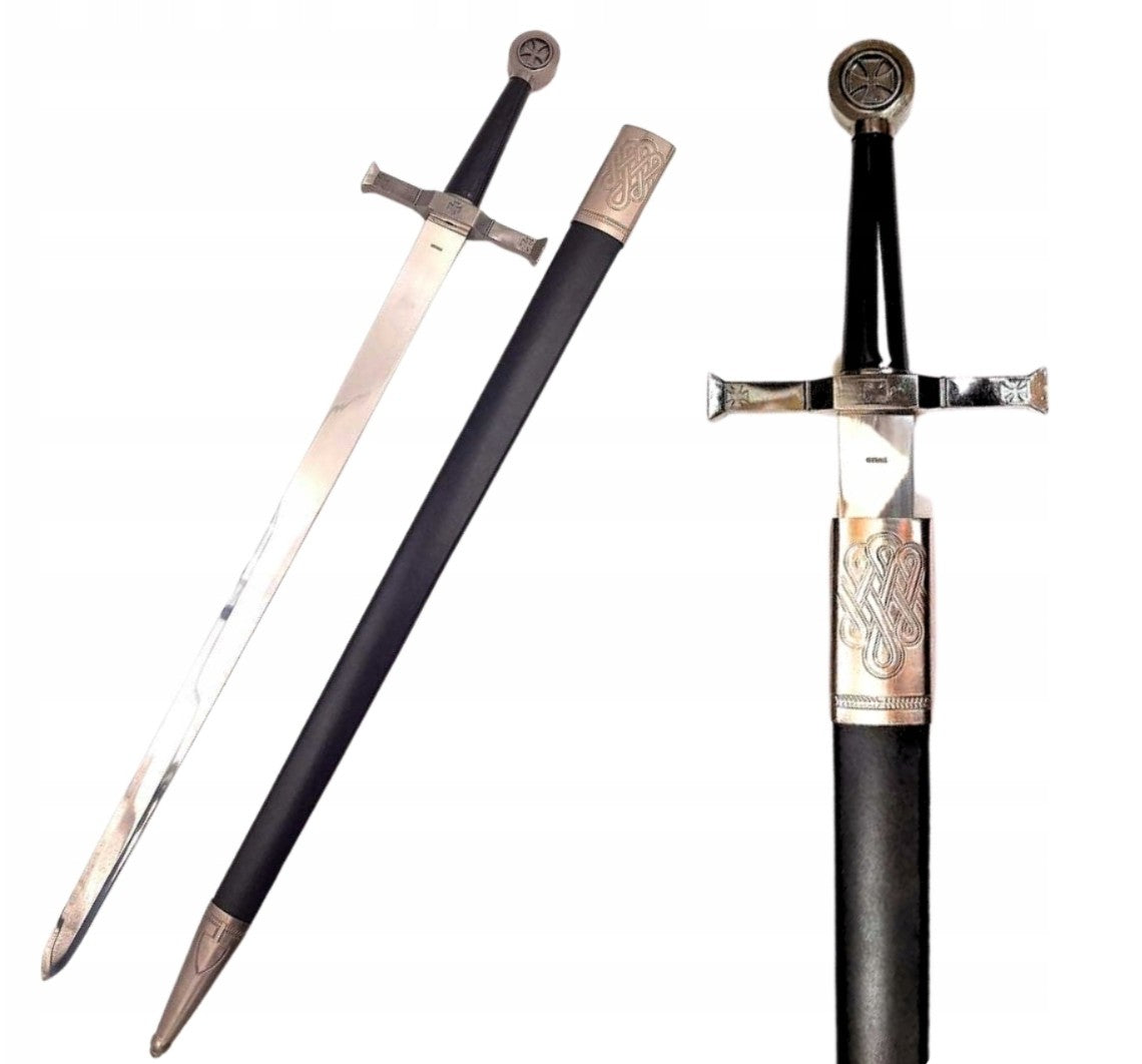 Stahlschwert eines Ritters 84 cm in Scheide - Replik SW-114 mit der Möglichkeit einer personalisierten Gravur