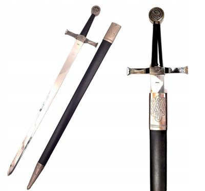 Stahlschwert eines Ritters 84 cm in Scheide - Replik SW-114 mit der Möglichkeit einer personalisierten Gravur