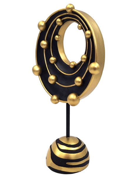 Große dekorative Figur Sonnensystem mit der Möglichkeit einer personalisierten Gravur, ideal als Geschenk - 20,2 cm Höhe, gold und schwarz, moderner und glamouröser Stil