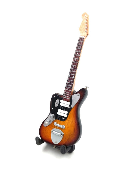 Mini-Gitarre 15 cm im Stil von Kurt Cobain mit Gravurmöglichkeit – braune Mahagoni-Gitarre als Geschenk für Grunge- und Nirvana-Fans
