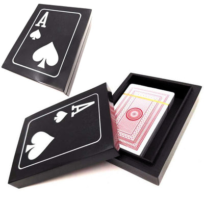 Elegantes Kartenspiel-Set mit personalisierter Gravur in schwarzer Harz- und MDF-Box