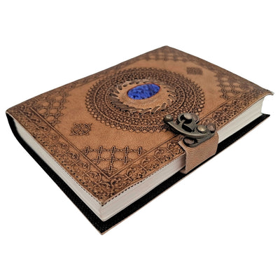 Retro-Ledernotizbuch mit Stein – personalisiertes Notizbuch mit Gravur – Büffelleder, braun, 18x13 cm
