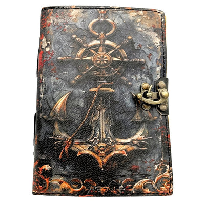 Retro-Maritim-Ledernotizbuch 200 Seiten mit Gravur-Personalisierung, ideal als Geschenk für Künstler und Reisende, aus natürlichem Ziegenleder, Vintage-Farbe, Maße 18 x 13 cm