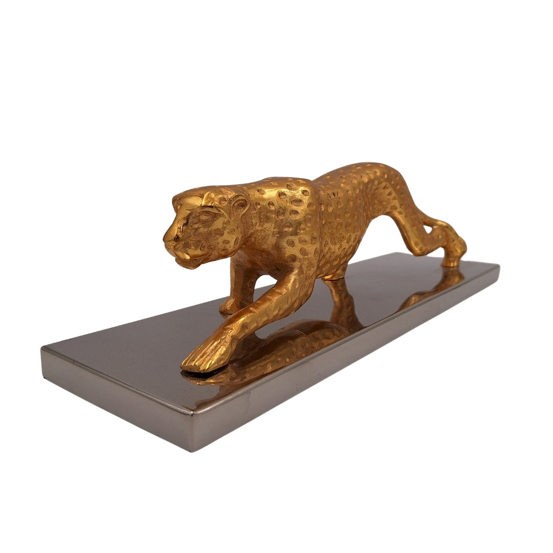Elegante dekorative Leopardfigur, goldfarben, 42 cm, mit personalisierbarer Gravur