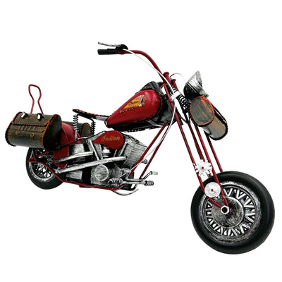 Großes klassisches Metallmodell Motorrad Chopper in Rot mit personalisierbarer Gravur  