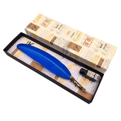 Kalligrafie-Set mit blauem Federhalter und personalisierbarer Gravur  