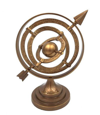 Aluminium-Sphärenastrolabium mit Pfeil, 30 cm, mit personalisierbarer Gravur