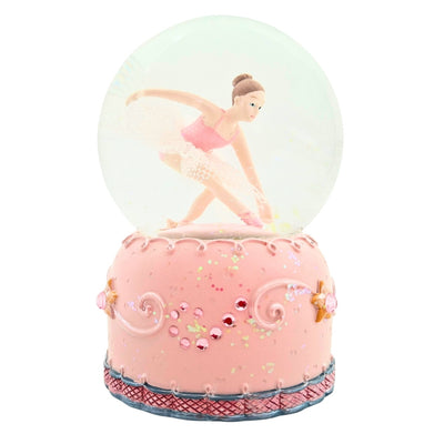 Tanzende Ballerina in 12 cm Glaskugel mit personalisierbarer Gravur - Elegante pastellfarbene Dekoration als Geschenk für Ballettliebhaber, aus Polyresin und Glas gefertigt
