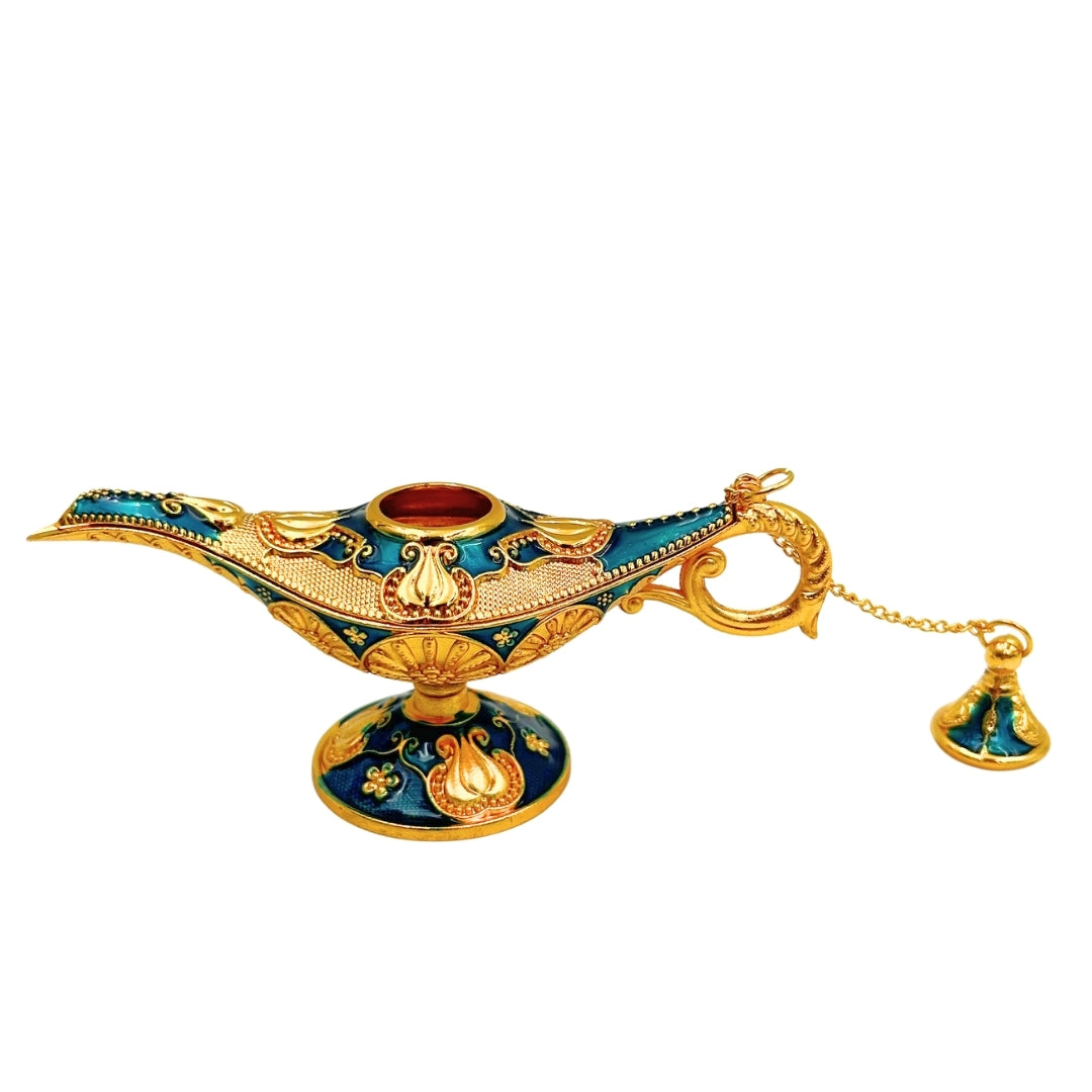 Aladin-Lampe aus Metall, blau-goldfarben, 12 cm, mit Gravur-Personalisierung