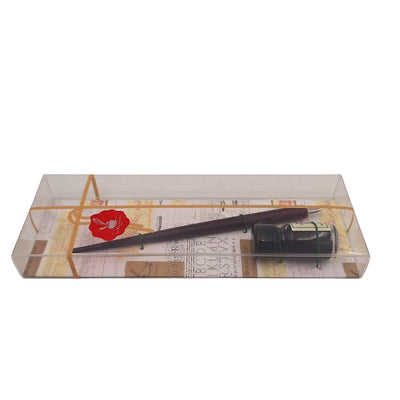 Elegantes Kalligraphie-Set mit Holzfeder und schwarzer Tinte, personalisierbare Gravur, ideal als Geschenk für Schreibkunstliebhaber, in dekorativer Verpackung 7,5 x 22 x 3 cm