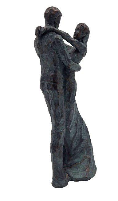 Dekorative Figur Tanzendes Paar mit Gravur – romantisches Geschenk zur Hochzeit oder zum Jubiläum – Höhe 28 cm, aus Polyresin, elegantes Design in tiefen Farbtönen