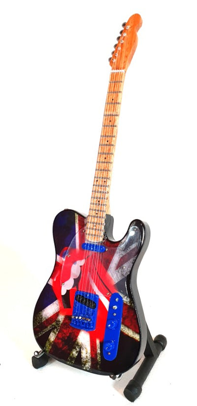 Mini-Gitarre im Stil von Rolling Stones Keith Richards MGT-2301 mit der Möglichkeit einer personalisierten Gravur, handgefertigt aus Mahagoni, Höhe 27,5 cm, ideales Geschenk für Musikfans