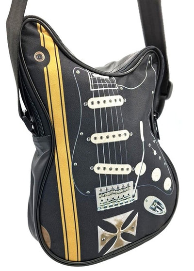Schultertasche in Gitarrenform mit Malteserkreuz – personalisiertes Geschenk für Gitarristen