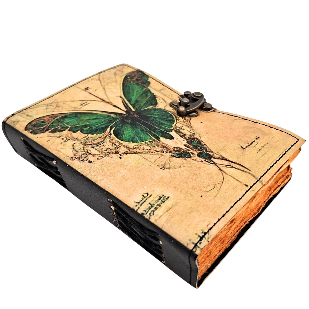 Retro-Ledernotizbuch Schmetterling mit Gravur